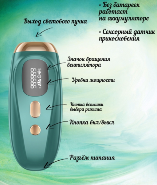 Фотоэпилятор для удаления волос IPL Hair Removal Device 999999 импульсов